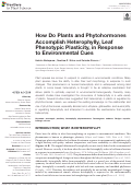 Cover page: How Do Plants and Phytohormones Accomplish Heterophylly, Leaf Phenotypic Plasticity, in Response to Environmental Cues
