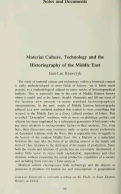 Cover page: Material Culture, Technology and the Historiography of the Middle East