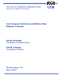 Cover page: Anti-immigrant Sentiment and Welfare State Regimes in Europe