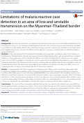 Cover page: Limitations of malaria reactive case detection in an area of low and unstable transmission on the Myanmar–Thailand border