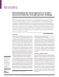 Cover page: Disentangling the heterogeneity of autism spectrum disorder through genetic findings