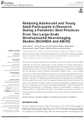 Cover page: Retaining Adolescent and Young Adult Participants in Research During a Pandemic: Best Practices From Two Large-Scale Developmental Neuroimaging Studies (NCANDA and ABCD)