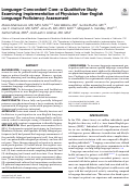 Cover page: Language-Concordant Care: a Qualitative Study Examining Implementation of Physician Non-English Language Proficiency Assessment.