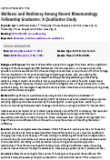 Cover page: Wellness and Resiliency Among Recent Rheumatology Fellowship Graduates: A Qualitative Study