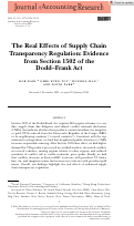 Cover page: The Real Effects of Supply Chain Transparency Regulation: Evidence from Section 1502 of the Dodd–Frank Act