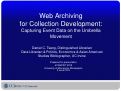 Cover page: Web Archiving for Collection Development: Capturing Event Data on the Umbrella Movement