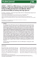 Cover page: AtRH57, a DEAD‐box RNA helicase, is involved in feedback inhibition of glucose‐mediated abscisic acid accumulation during seedling development and additively affects pre‐ribosomal RNA processing with high glucose