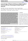 Cover page: Inverse Design of Photonic Surfaces via High throughput Femtosecond Laser Processing and Tandem Neural Networks