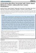 Cover page: Co-enriching microflora associated with culture based methods to detect Salmonella from tomato phyllosphere.