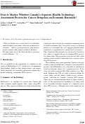 Cover page: Does it Matter Whether Canada's Separate Health Technology Assessment Process for Cancer Drugs has an Economic Rationale?