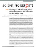 Cover page: Prolonged California aridity linked to climate warming and Pacific sea surface temperature