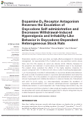 Cover page: Dopamine D3 Receptor Antagonism Reverses the Escalation of Oxycodone Self-administration and Decreases Withdrawal-Induced Hyperalgesia and Irritability-Like Behavior in Oxycodone-Dependent Heterogeneous Stock Rats