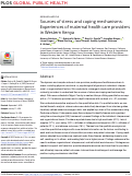 Cover page: Sources of stress and coping mechanisms: Experiences of maternal health care providers in Western Kenya