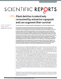 Cover page: Plant detritus is selectively consumed by estuarine copepods and can augment their survival.