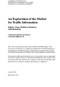 Cover page: An Exploration Of The Market For Traffic Information