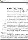 Cover page: Modeling Somatic Mutations Associated With Neurodevelopmental Disorders in Human Brain Organoids