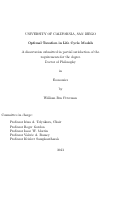 Cover page: Optimal taxation in life cycle models