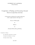 Cover page: Complexity of Finding and Measuring Ground States in Quantum Systems