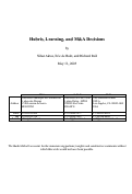 Cover page of Hubris, Learning, and M&amp;A Decisions