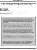 Cover page: A Sepsis-related Diagnosis Impacts Interventions and Predicts Outcomes for Emergency Patients with Severe Sepsis