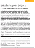 Cover page: Epidemiologic Investigation of a Cluster of Neuroinvasive Bacillus cereus Infections in 5 Patients With Acute Myelogenous Leukemia