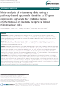 Cover page: Meta-analysis of microarray data using a pathway-based approach identifies a 37-gene expression signature for systemic lupus erythematosus in human peripheral blood mononuclear cells