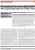 Cover page: Overemphasized role of preceding strong El Niño in generating multi-year La Niña events.