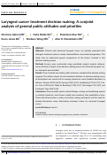 Cover page: Laryngeal cancer treatment decision making: A conjoint analysis of general public attitudes and priorities.