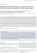 Cover page: Elimination of Microglia Improves Functional Outcomes Following Extensive Neuronal Loss in the Hippocampus