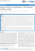 Cover page: Genetic ancestry of participants in the National Children’s Study