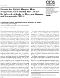 Cover page: Parents Are Slightly Happier Than Nonparents, but Causality Still Cannot Be Inferred