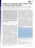 Cover page: Evolution of a plant-specific copper chaperone family for chloroplast copper homeostasis