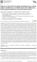 Cover page: Impacts of Type D Personality and Depression, Alone and in Combination, on Medication Non-Adherence Following Percutaneous Coronary Intervention