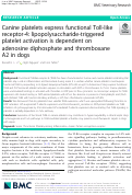 Cover page: Canine platelets express functional Toll-like receptor-4: lipopolysaccharide-triggered platelet activation is dependent on adenosine diphosphate and thromboxane A2 in dogs