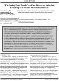 Cover page: "I'm Seeing Dead People": A Case Report on Salicylate Poisoning in a Patient with Hallucinations