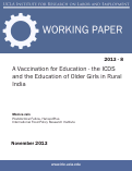 Cover page: A Vaccination for Education - The ICDS and the Education of Older Girls in Rural India