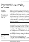 Cover page: Nanoscale amphiphilic macromolecules as lipoprotein inhibitors: the role of charge and architecture.