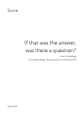 Cover page: If that was the answer, was there a question?
