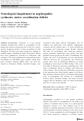 Cover page: Neurological impairment in nephropathic cystinosis: motor coordination deficits