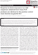 Cover page: Response to Esteve-Gassent et al.: flaB sequences obtained from Texas PCR products are identical to the positive control strain Borrelia burgdorferi B31