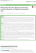 Cover page: Measuring the bias against low-income country research: an Implicit Association Test