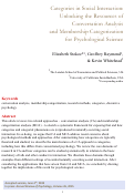 Cover page: Categories in Social Interaction: Unlocking the Resources of Conversation Analysis and Membership Categorization for Psychological Science.