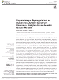 Cover page: Dopaminergic Dysregulation in Syndromic Autism Spectrum Disorders: Insights From Genetic Mouse Models