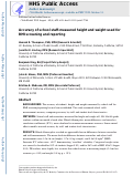 Cover page: Accuracy of School Staff‐Measured Height and Weight Used for Body Mass Index Screening and Reporting
