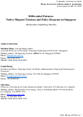 Cover page: Differential Fairness:&nbsp;Native-Migrant Tensions and Policy Response in Singapore