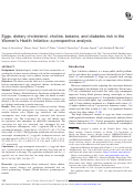 Cover page: Eggs, dietary cholesterol, choline, betaine, and diabetes risk in the Women’s Health Initiative: a prospective analysis