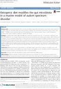 Cover page: Ketogenic diet modifies the gut microbiota in a murine model of autism spectrum disorder