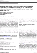 Cover page: Reliability and Validity of Daily Self-Monitoring by Smartphone Application for Health-Related Quality-of-Life, Antiretroviral Adherence, Substance Use, and Sexual Behaviors Among People Living with HIV
