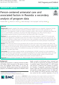 Cover page: Person-centered antenatal care and associated factors in Rwanda: a secondary analysis of program data.