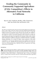 Cover page: Eroding the Community in Community Supported Agriculture (CSA): Competition's Effects in Alternative Food Networks in California